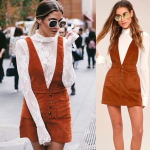 rust pinafore dress